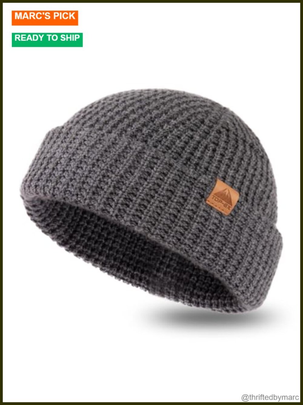 Merino Wool Waffle Knit Fisherman Beanie Watch Cap Dual Layer Winter Hat